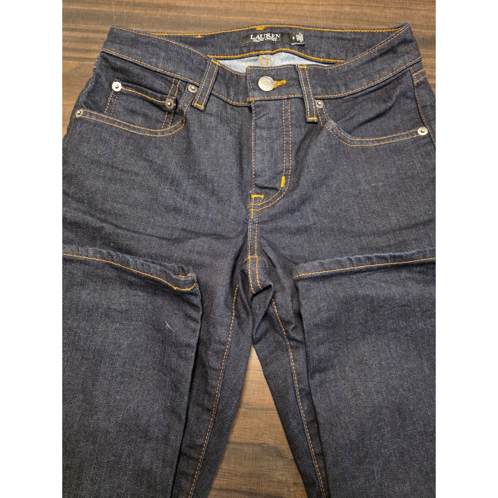 Lauren Ralph Lauren Womens Straight Leg Dark Wash Indigo Denim Jeans Size 2